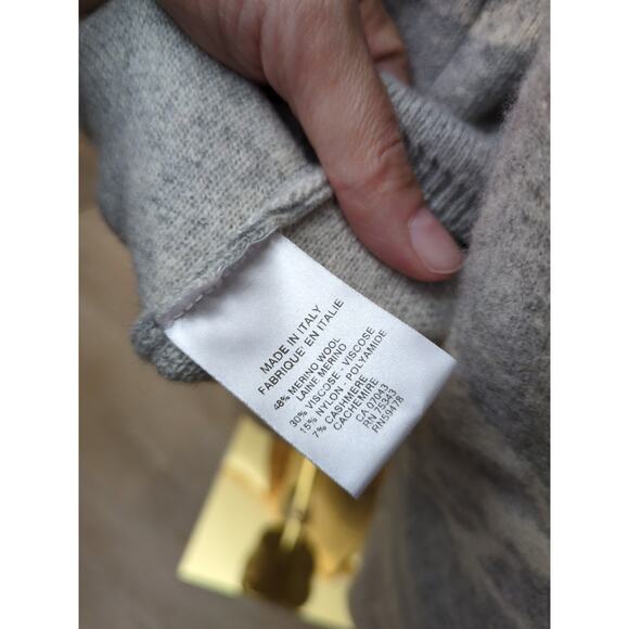 Bianco & Blu Sweater Womens SMALL S Gray Floral Merino Wool Cashmere Blend Italy - Picture 6 of 6